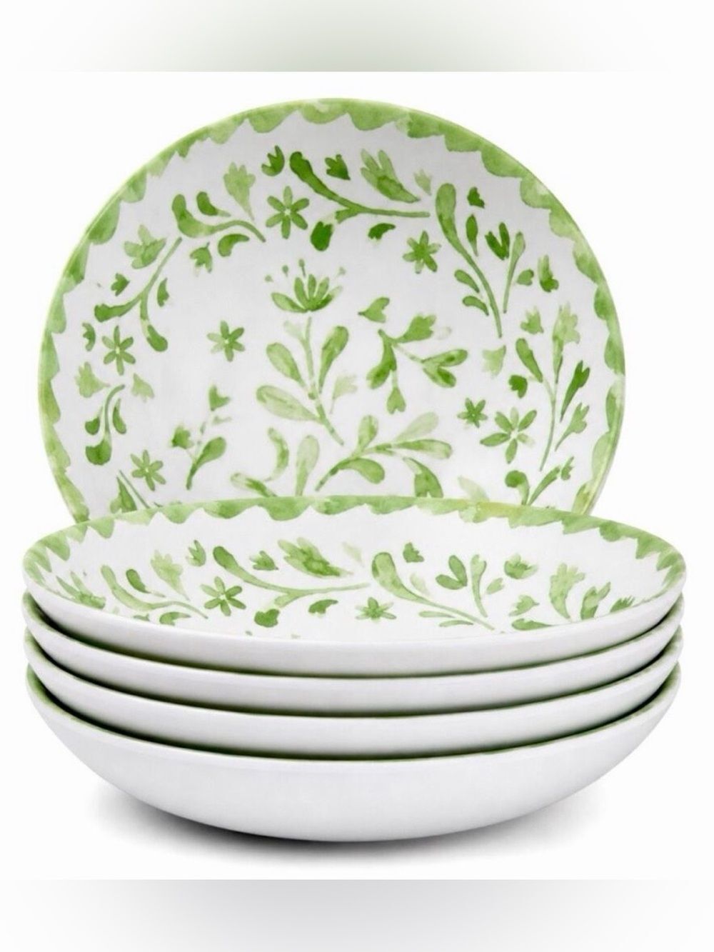 NWT BEACH TO BISTRO BY SIGRID OLSEN coupe 7.5” Green Melamine 4 salad Bowls Set
